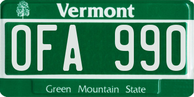 VT license plate OFA990