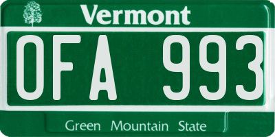 VT license plate OFA993
