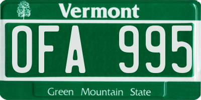 VT license plate OFA995