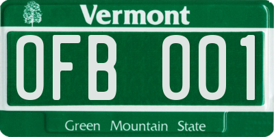 VT license plate OFB001