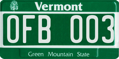 VT license plate OFB003