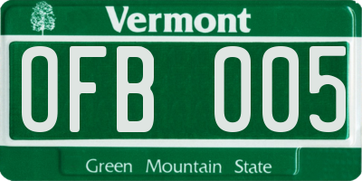 VT license plate OFB005