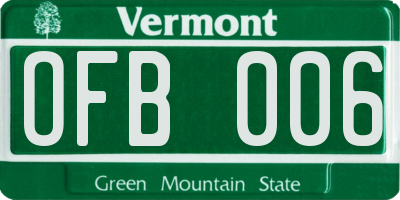 VT license plate OFB006