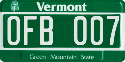 VT license plate OFB007