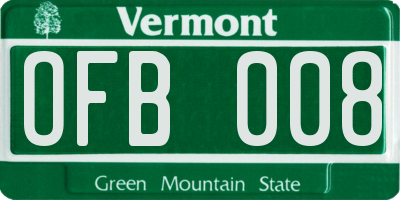VT license plate OFB008