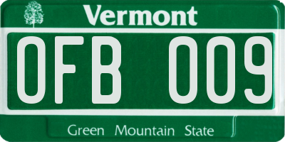 VT license plate OFB009