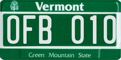 VT license plate OFB010