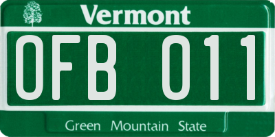 VT license plate OFB011