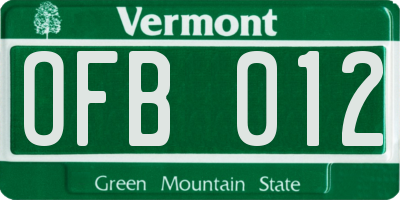 VT license plate OFB012