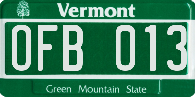 VT license plate OFB013
