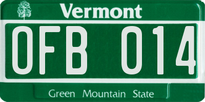 VT license plate OFB014