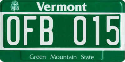 VT license plate OFB015