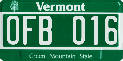 VT license plate OFB016