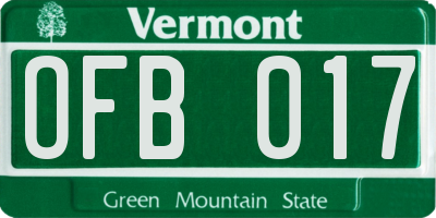 VT license plate OFB017