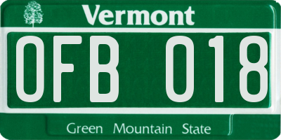VT license plate OFB018