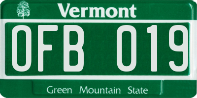 VT license plate OFB019
