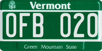VT license plate OFB020
