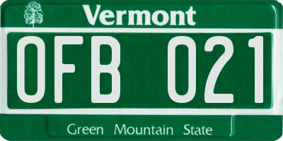 VT license plate OFB021