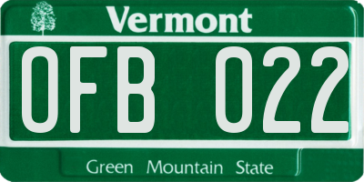 VT license plate OFB022