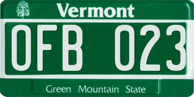 VT license plate OFB023