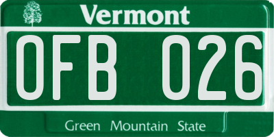 VT license plate OFB026