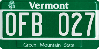 VT license plate OFB027
