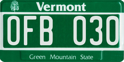 VT license plate OFB030