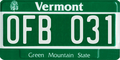 VT license plate OFB031