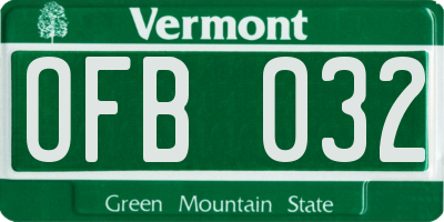 VT license plate OFB032