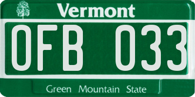 VT license plate OFB033