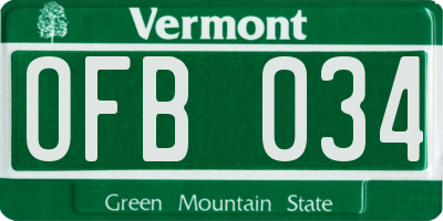 VT license plate OFB034