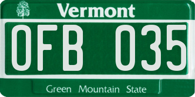 VT license plate OFB035