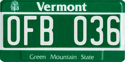 VT license plate OFB036