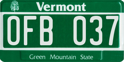 VT license plate OFB037