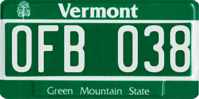 VT license plate OFB038