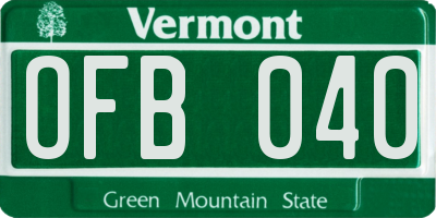 VT license plate OFB040