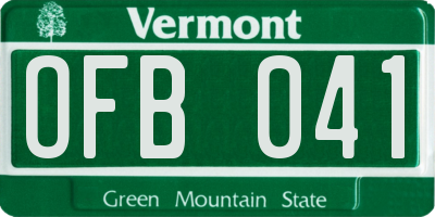VT license plate OFB041