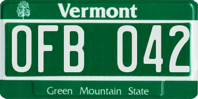 VT license plate OFB042