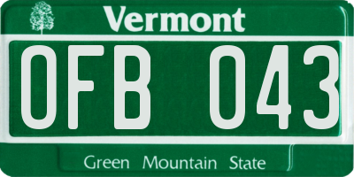 VT license plate OFB043