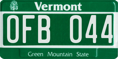 VT license plate OFB044
