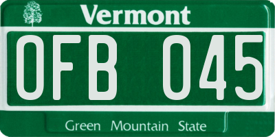 VT license plate OFB045