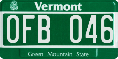 VT license plate OFB046