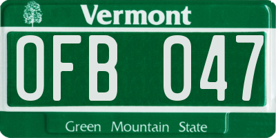 VT license plate OFB047