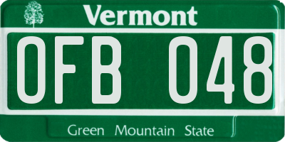 VT license plate OFB048
