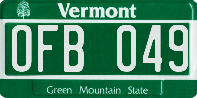 VT license plate OFB049