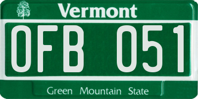 VT license plate OFB051