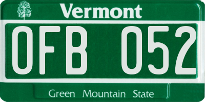 VT license plate OFB052