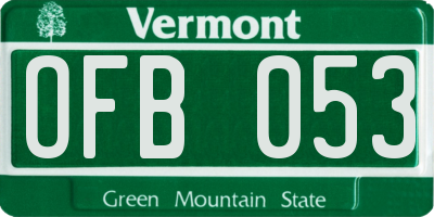 VT license plate OFB053