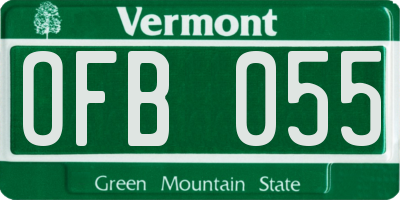 VT license plate OFB055