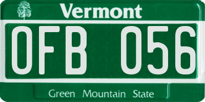 VT license plate OFB056